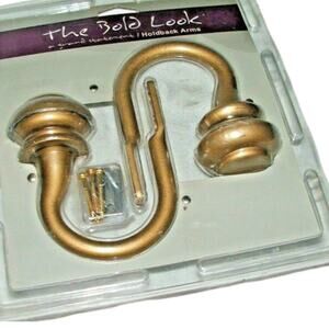 Decorative Drapery Curtain Pullbacks Goldtone Pair of Holdback Arms  Home‎ Decor